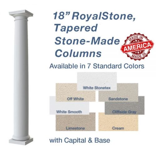 18" RoyalStone Synthetic Stone Round Tapered Columns
