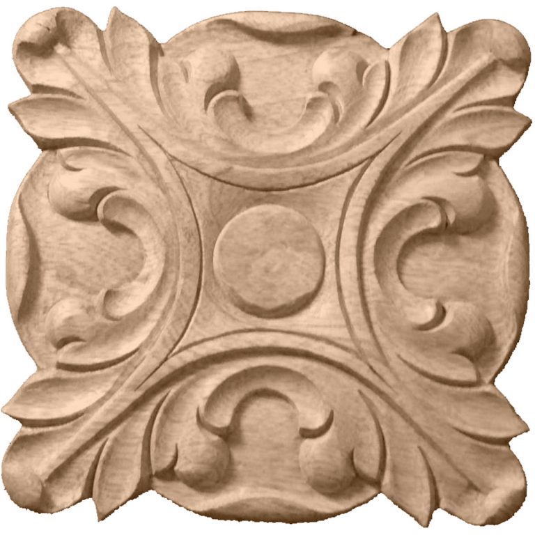 3-1/2"W x 3-1/2"H x 5/8"P Acanthus Rosette