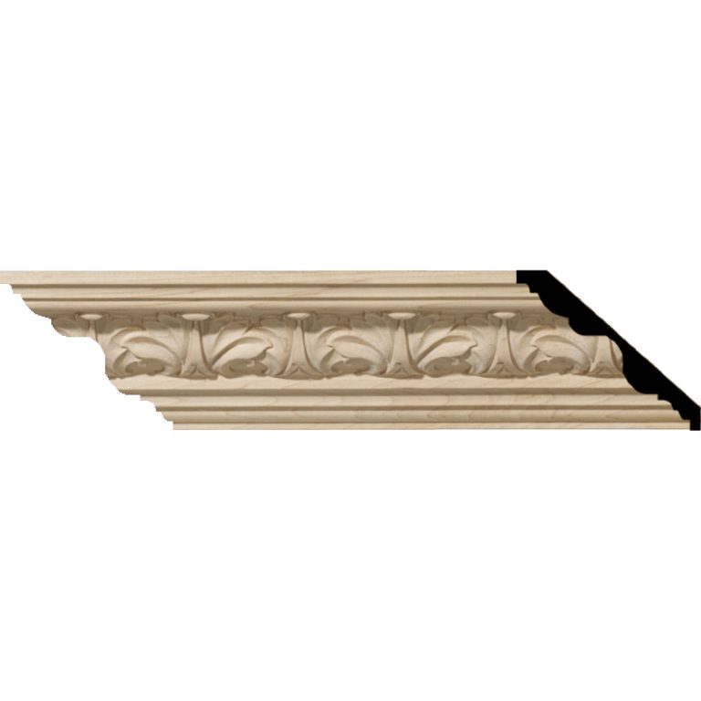 2-1/8"H x 2-3/8"P x 3-1/4"F x 96"L Acanthus Leaf Wood Crown Moulding
