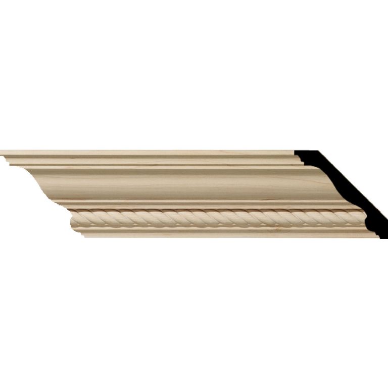 3-1/2"H x 3-5/8"P x 5"F x 96"L Andrea Rope Wood Crown Moulding