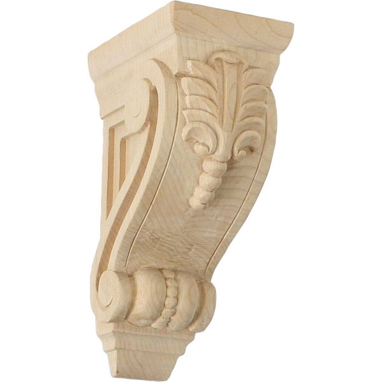 2-5/8"W x 3-3/4"D x 6-5/8"H Small Fig Leaf Wood Corbel