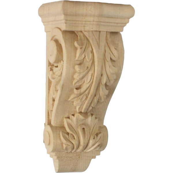 3-1/2"W x 2-7/8"D x 7-3/4"H Small Farmingdale Acanthus Wood Corbel