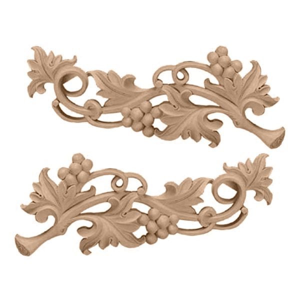 14-1/2"W x 5-5/8"H x 1"D (Each Side) Large Grape Scrolls (Pair)