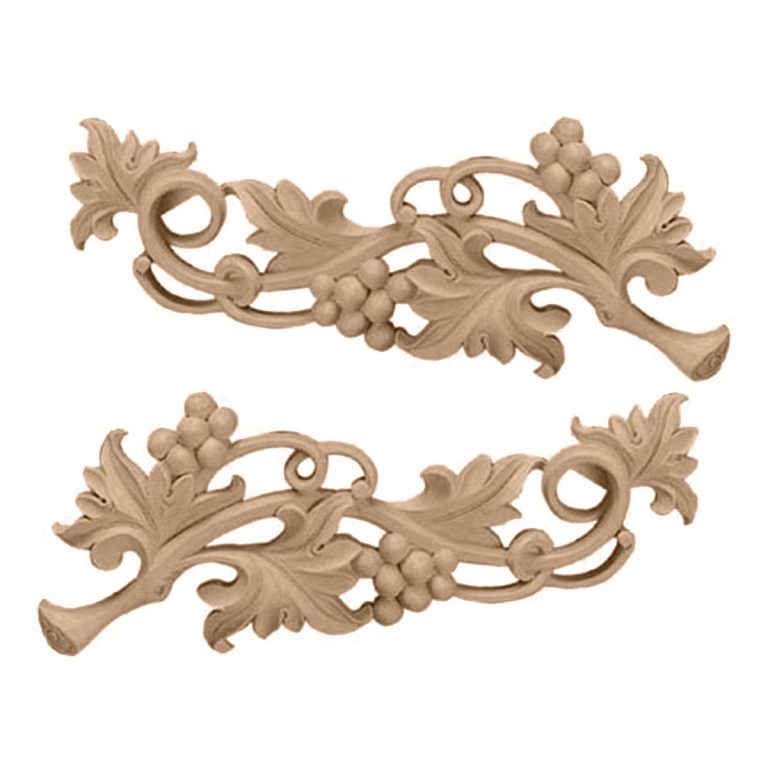 14-1/2"W x 5-5/8"H x 1"D (Each Side) Large Grape Scrolls (Pair)