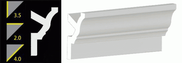3-1/2" No-Nail Crown Moulding Pre-Cut MATCHING CORNERS for (NN351)