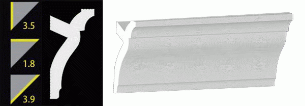 3-1/2" No-Nail Crown Moulding Pre-Cut MATCHING CORNERS for (NN356)