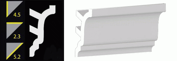 4-1/2" No-Nail Crown Moulding Pre-Cut MATCHING CORNERS for (NN452)