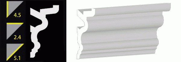 4-1/2" No-Nail Crown Moulding Pre-Cut MATCHING CORNERS for (NN454)