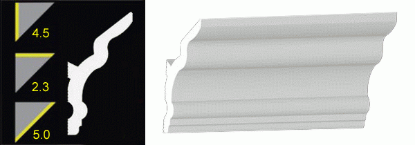 4-1/2" No-Nail Crown for Vaulted Ceilings Pre-Cut MATCHING CORNERS for (NN455V)