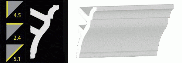 4-1/2" No-Nail Crown Moulding Pre-Cut MATCHING CORNERS for (NN456)