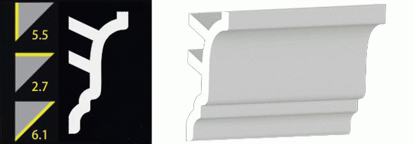5-1/2" No-Nail Crown Moulding Pre-Cut MATCHING CORNERS for (NN552)