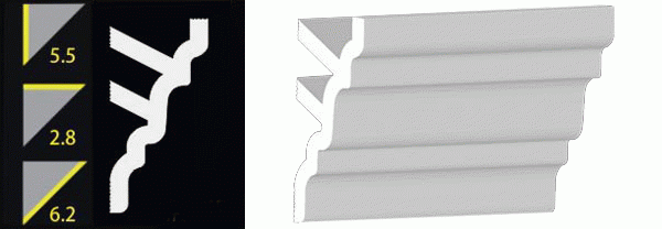 5-1/2" No-Nail Crown Moulding Pre-Cut MATCHING CORNERS for (NN553)