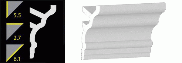 5-1/2" No-Nail Crown Moulding Pre-Cut MATCHING CORNERS for (NN555)