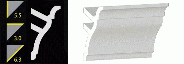 5-1/2" No-Nail Crown Moulding Pre-Cut MATCHING CORNERS for (NN556)