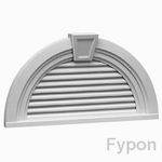 HRLV36X18MTK HALF ROUND LOUVER, Fypon 36" x 18-9/16" W/Decorative Trim and Keystone