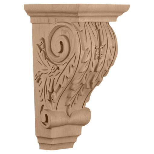 4-3/4"W x 5-1/4"D x 9-1/2"H Medium Oakleaf Wood Corbel