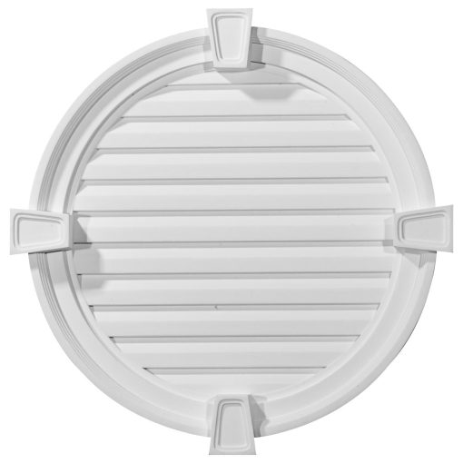 GVRO24FK 24"W x 24"H x 2-1/8"P Round Gable Vent with Keystones,Functional