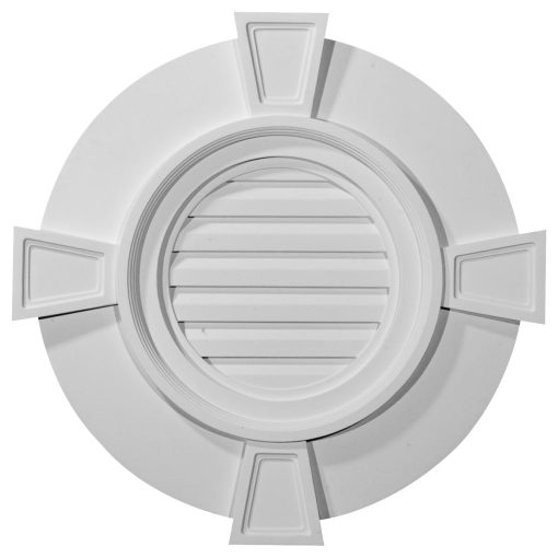 GVRO24TDK 24"W x 24"H x 2-1/4"P Round Gable Vent with Keystones,Decorative