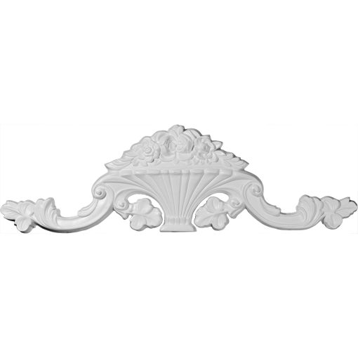 ONL40X12FB 40-1/2"W x 12-1/4"H x 2-3/4"P Flower Basket Center with Scrolls Onlay