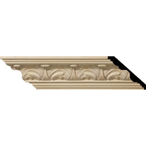 4-1/2"H x 5"P x 6-3/4"F x 96"L Acanthus Leaf Wood Crown Moulding