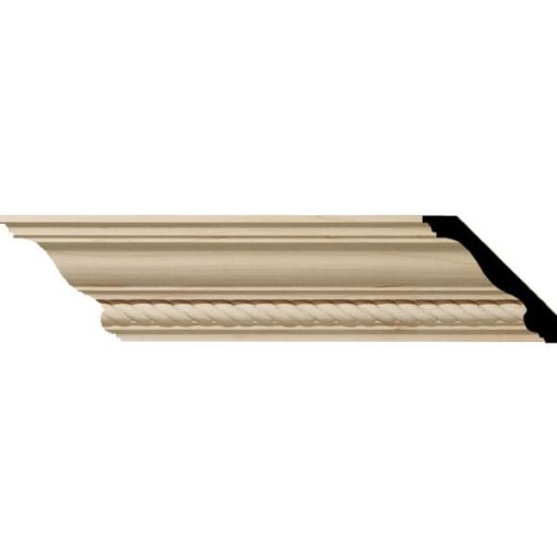 3-1/2"H x 3-5/8"P x 5"F x 96"L Andrea Rope Wood Crown Moulding (12 Inch Sample of MLD03X03X05AD)