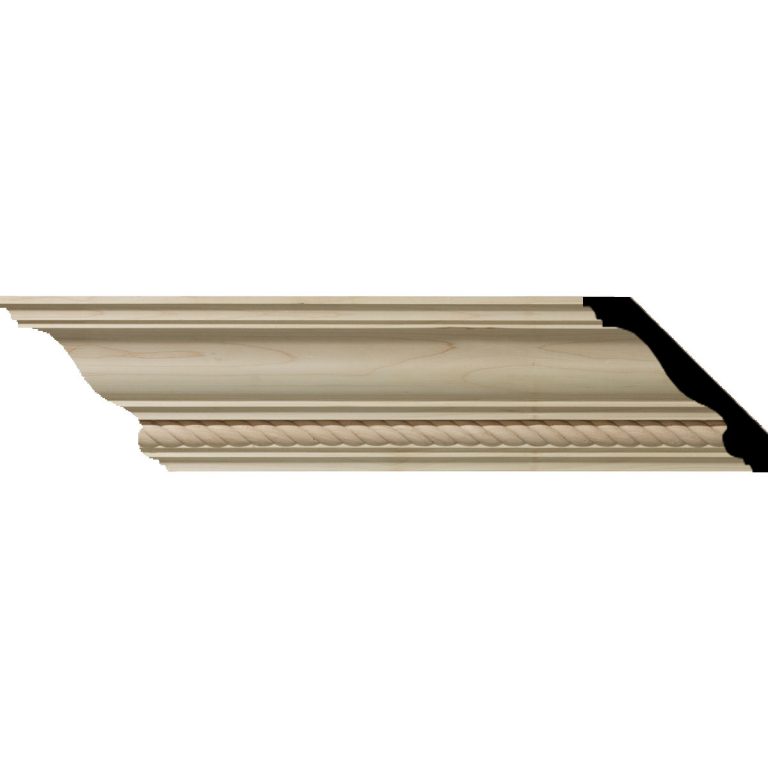 4-3/4"H x 4-7/8"P x 6-3/4"F x 96"L Andrea Rope Wood Crown Moulding