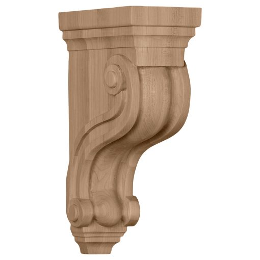 3-3/8"W x 6-1/2"D x 10-1/2"H Boston Traditional Scroll Wood Corbel