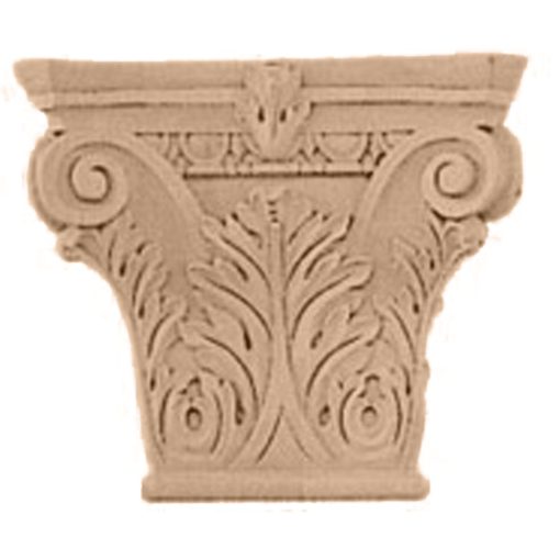 6-1/4"W x 2-1/4"D x 5-5/8"H Floral Roman Corinthian Wood Capital
