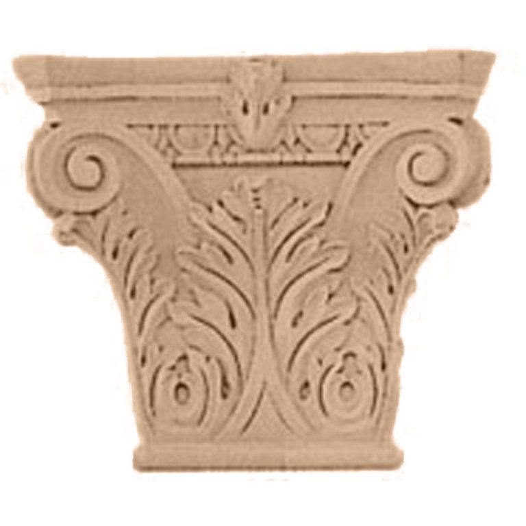11-1/2"W x 3-3/4"D x 9-5/8"H Floral Roman Corinthian Wood Capital