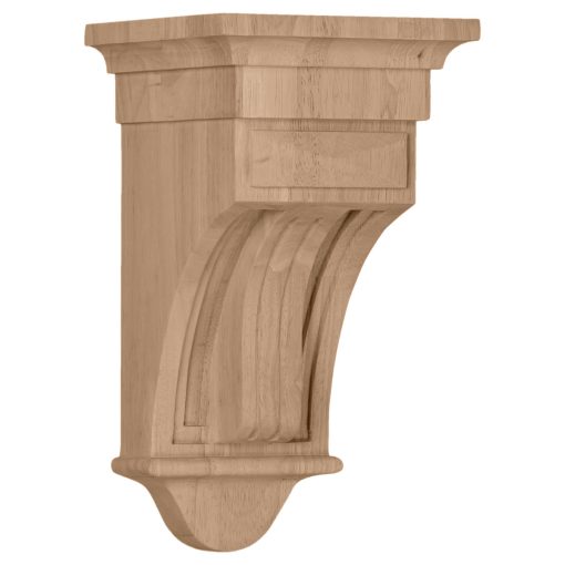 6-1/2"W x 6-1/2"D x 12"H Raised Fluting Wood Corbel