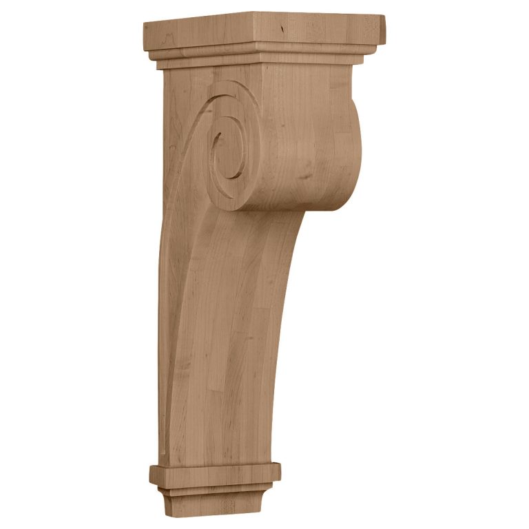 6-1/4"W x 10"D x 22"H Scroll Wood Corbel