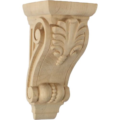 3-3/4"W x 4-3/8"D x 8-1/2"H Medium Fig Leaf Wood Corbel