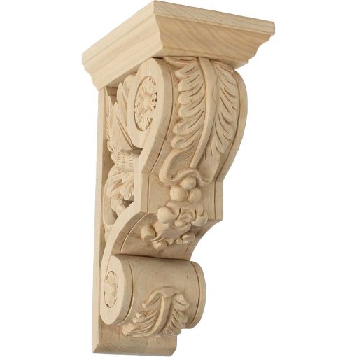3-3/4"W x 5-1/2"D x 9-1/2"H Small Floral Wood Corbel