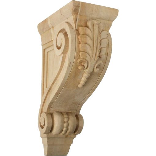 4-3/4"W x 8"D x 13-1/4"H Large Fig Leaf Wood Corbel