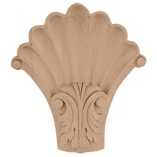 5-1/4"W x 2"D x 6-1/2"H Medium Acanthus in Shell Wood Corbel
