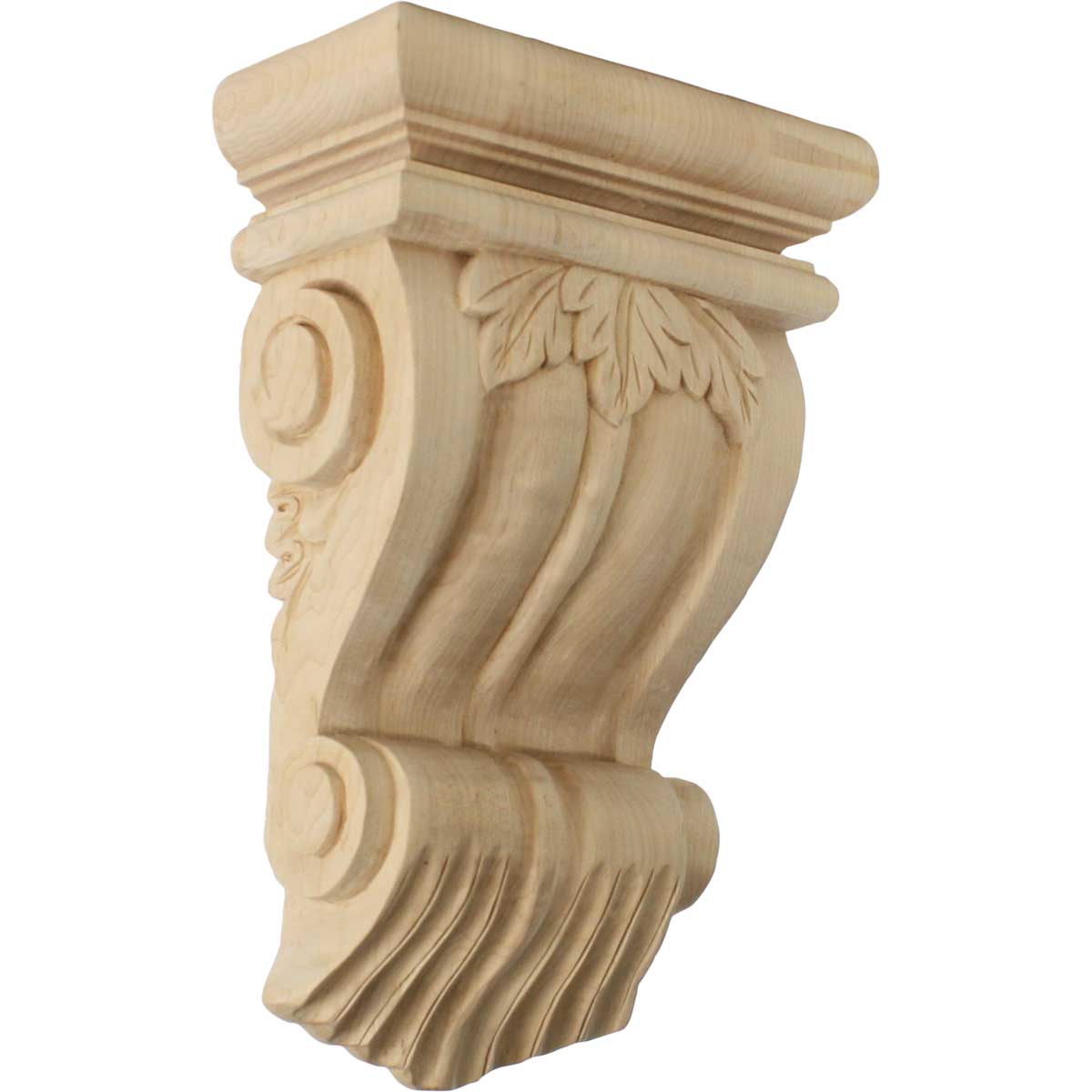 7"W x 3-1/2"D x 11"H Traditional Leaf Wood Corbel