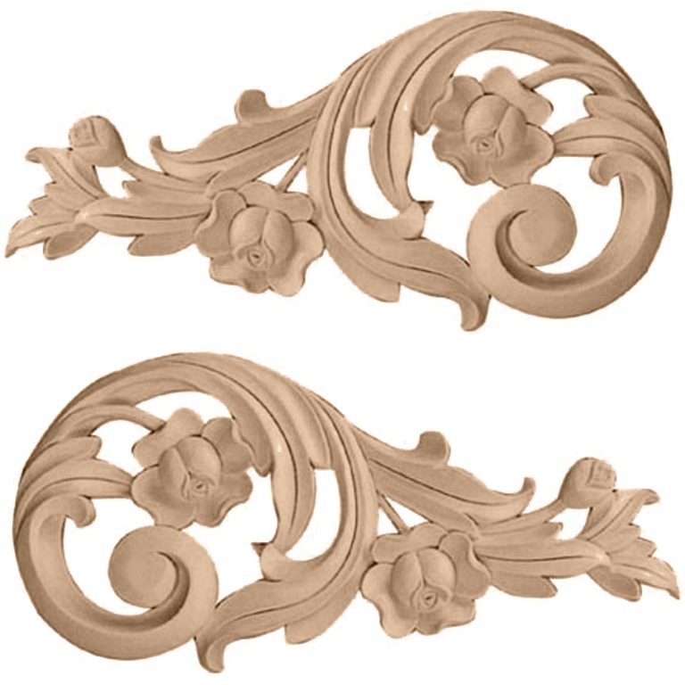 9-3/4"W x 4-3/4"H x 3/4"D (Each Side) Medium Rose Scrolls (Pair)