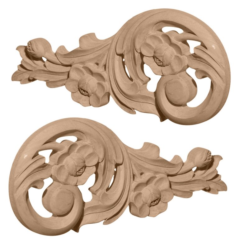 9-3/4"W x 4-3/4"H x 3/4"D (Each Side) Medium Springtime Scrolls (Pair)