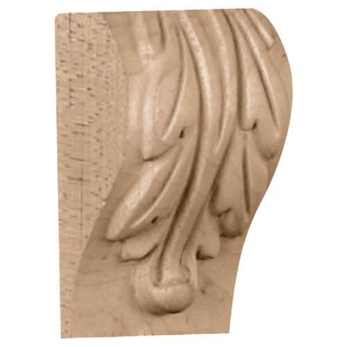 1-3/4"W x 1-1/2"D x 3"H Acanthus Leaf Block Wood Corbel