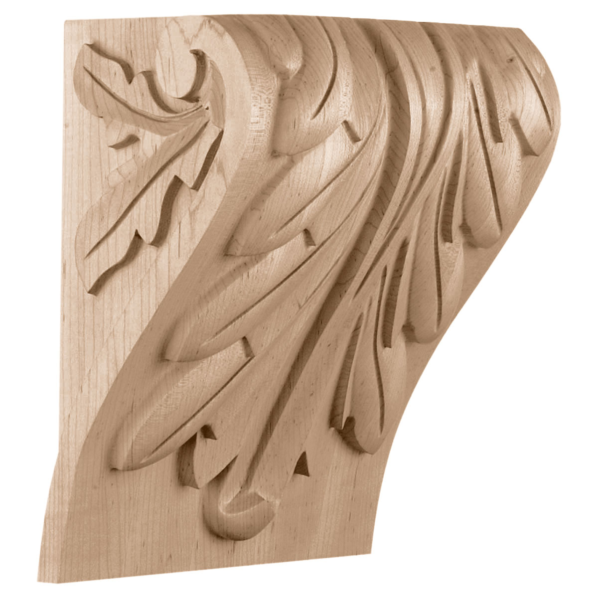 8-1/2"W x 6-3/4"D x 14"H Wide Acanthus Wood Corbel