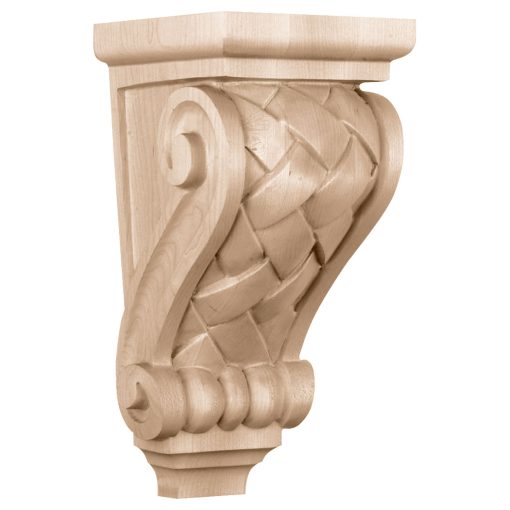 4-1/2"W x 5"D x 10"H Medium Basket Weave Wood Corbel