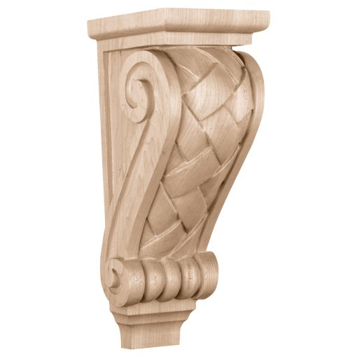 3-1/2"W x 4"D x 7"H Small Basket Weave Wood Corbel