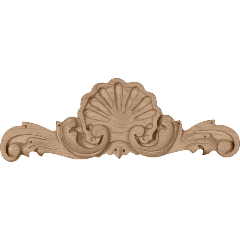 10-1/4"W x 1-1/4"D x 3-1/2"H Shell Wood Onlay