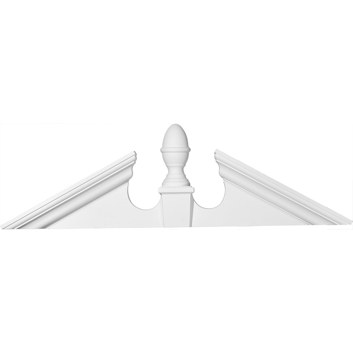 PED57X16X04 55-5/8"W x 12-7/8"H x 16-1/2"OH x 4-1/2"P,Pitch 6/12 Acorn Pediment
