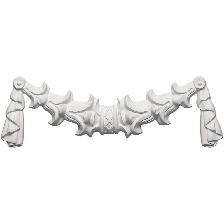 ONL09X03X01BL 9-1/2"W x 3-1/8"H x 5/8"P Bell Flowers with Swag Onlay