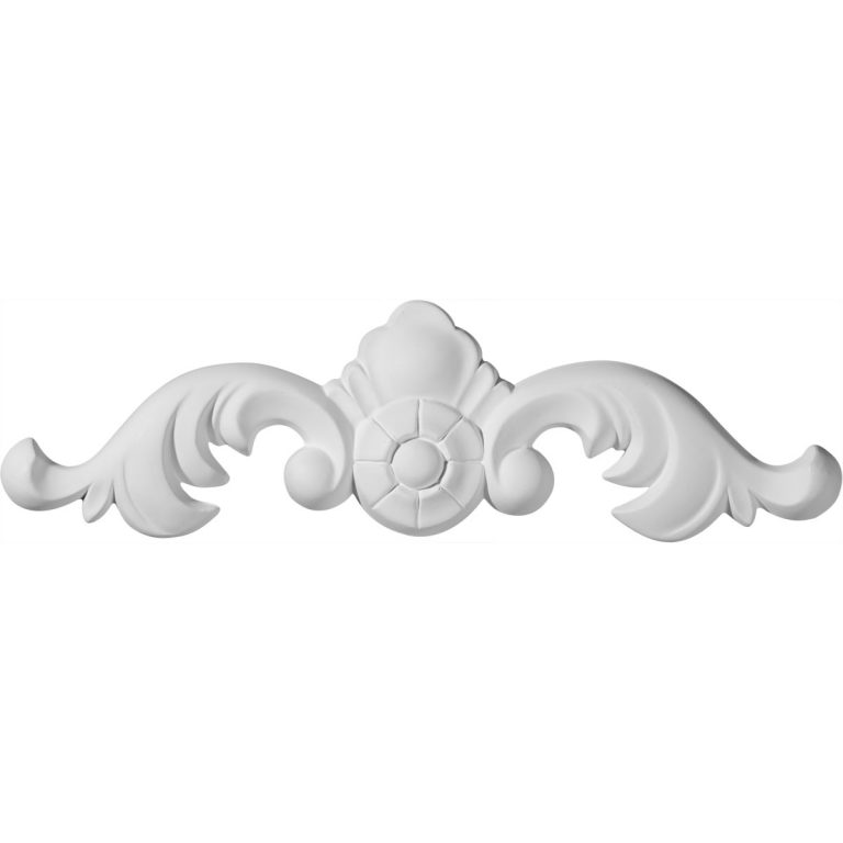 ONL09X02X01DN 9"W x 2-1/2"H x 3/4"P Daniela Center with Scrolls Onlay