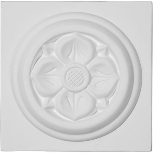 PB03X04FL 3-7/8"W x 3-7/8"H x 3/4"P Flower Plinth Block