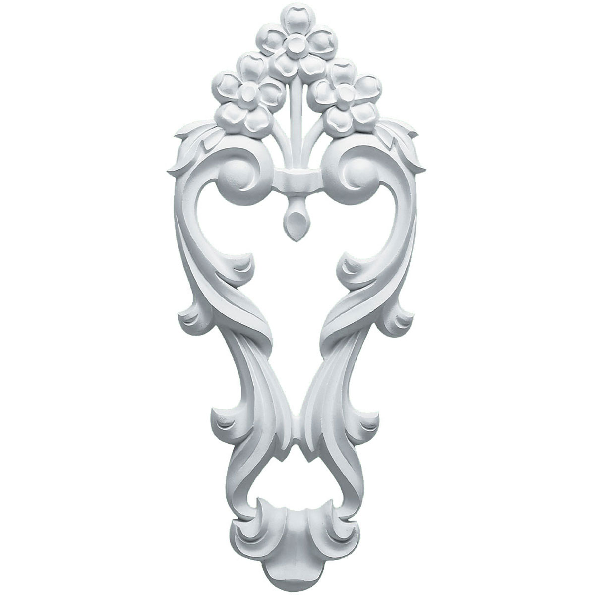 ONL07X16X01FL 7-1/8"W x 16"H x 1-1/8"P Medium Flowers with Flowing Leaves Drop Onlay
