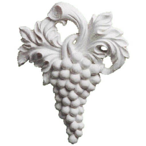 ONL07X09X01GR 7-1/8"W x 9-1/4"H x 1-1/8"P Small Grape Bunch Center Onlay