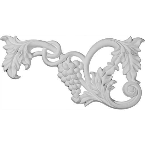 ONL12X06X01GR-L 12-5/8"W x 6-3/4"H x 1"P Large Grape and Leaf Onlay,Left